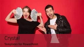  Presentation with punk - PPT theme enhanced with punk woman showing the money background and a crimson colored foreground