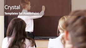  Presentation with pupil - Amazing slide set having pupil answering at blackboard in classroom backdrop and a tawny brown colored foreground