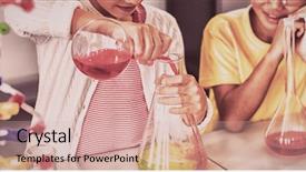  Presentation with classmates - Presentation theme having pupil doing science while classmates background and a lemonade colored foreground