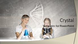  Presentation with tests - Colorful PPT theme enhanced with pupil doing tests at chemistry backdrop and a  colored foreground