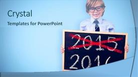  Presentation with aesthetics cute - Cool new PPT theme with pupil holding chalkboard against blue backdrop and a  colored foreground