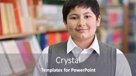  Presentation with pupil - Beautiful presentation theme featuring pupil in grey jacket on background of shelves with books smile and look at camera backdrop and a gray colored foreground