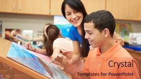  Presentation with wrestling high school - Audience pleasing presentation consisting of pupil in high school art backdrop and a coral colored foreground