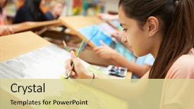  Presentation with high school - Presentation with pupil in high school art background and a blonde colored foreground