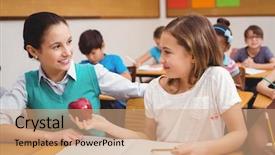  Presentation with school apple - Colorful slide deck enhanced with pupil offering an apple backdrop and a coral colored foreground