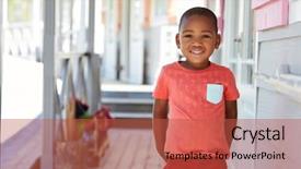  Presentation with pupil - Audience pleasing PPT layouts consisting of pupil outside classroom at montessori backdrop and a red colored foreground