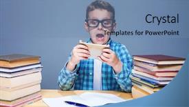  Presentation with pupil - Theme consisting of pupil playing on his phone background and a  colored foreground