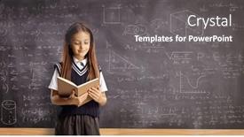  Presentation with math book - PPT theme featuring pupil-reading-a-book background and a gray colored foreground