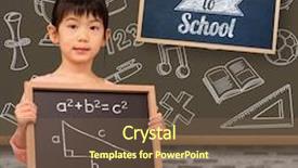  Presentation with pupil - Colorful PPT theme enhanced with pupil showing chalkboard against chalkboard in classroom backdrop and a tawny brown colored foreground