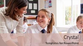  Presentation with pupil - Cool new presentation with pupil using computer in classroom backdrop and a soft green colored foreground