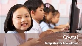  Presentation with elementary school career day and technology and black female - Theme enhanced with pupil using keyboard during computer background and a violet colored foreground