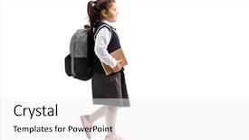  Presentation with female hypnotist - Slide set featuring pupil with backpack holding book background and a white colored foreground