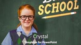  Presentation with green chalkboard - Colorful slide set enhanced with pupil with calculator against green chalkboard backdrop and a dark gray colored foreground