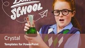  Presentation with pupil - Slide deck with pupil with chemical against desk background and a coral colored foreground