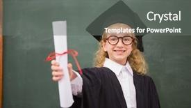  Presentation with school graduation - PPT theme consisting of pupil with graduation robe background and a gray colored foreground