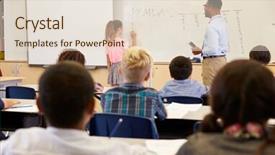  Presentation with school board - Audience pleasing PPT theme consisting of pupil writing on the board backdrop and a  colored foreground