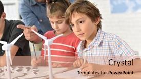  Presentation with school elementary - Cool new slide deck with pupils learning about renewable energy backdrop and a coral colored foreground