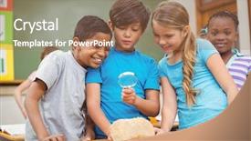  Presentation with looking glass - Cool new slides with pupils looking at rock backdrop and a coral colored foreground