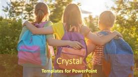  Presentation with school backpacks - PPT layouts featuring pupils-of-the-school-girls background and a red colored foreground