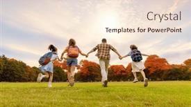  Presentation with school backpacks - PPT theme having pupils-of-the-school-girls background and a lemonade colored foreground