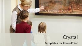  Presentation with museum - Presentation theme with pupils principles of ancient art background and a light gray colored foreground