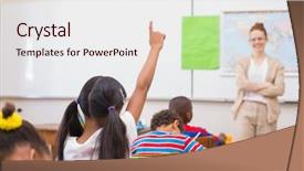  Presentation with geography - Amazing slide deck having pupils raising hand during geography backdrop and a sky blue colored foreground