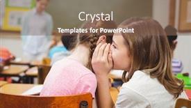  Presentation with elementary - Audience pleasing theme consisting of pupils whispering secrets during class at the elementary school backdrop and a violet colored foreground