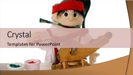  Presentation with elf - Cool new PPT theme with helicopter in santa's workshop backdrop and a soft green colored foreground