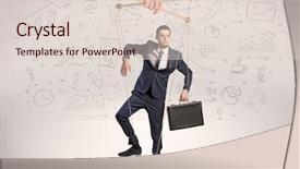  Presentation with employee - PPT theme having puppeteer - puppet employee controlled background and a lemonade colored foreground