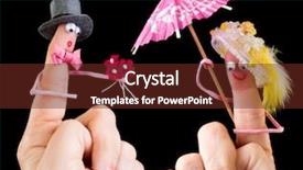  Presentation with valentine cartoon - Colorful PPT theme enhanced with puppet representing a valentine couple backdrop and a tawny brown colored foreground