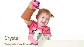  Presentation with theater - Slides featuring puppet show - studio shot of little girl background and a cream colored foreground