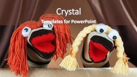  Presentation with show - Amazing presentation design having puppet show on brown background backdrop and a tawny brown colored foreground