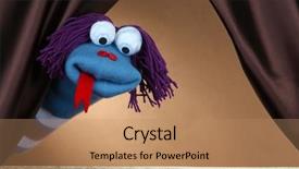  Presentation with show - Beautiful slide deck featuring puppet show on brown background backdrop and a coral colored foreground