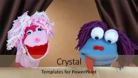  Presentation with show - Amazing presentation theme having puppet show on brown background backdrop and a coral colored foreground