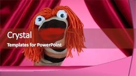 Presentation with 3d puppet - Slide set enhanced with puppet show on pink background background and a tawny brown colored foreground