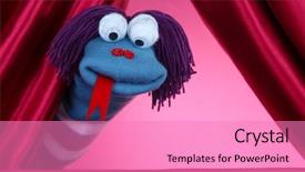  Presentation with show - Presentation design consisting of puppet show on pink background background and a coral colored foreground