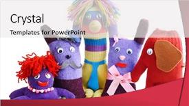  Presentation with cute - PPT theme having puppet theater - cute handmade toys of gloves background and a white colored foreground