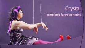  Presentation with stylized - PPT layouts consisting of puppet theater - fashion model stylized as marionette background and a violet colored foreground