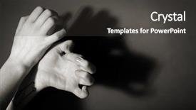 Presentation with theater - Presentation design featuring puppet theater - hands gesture like man face background and a dark gray colored foreground