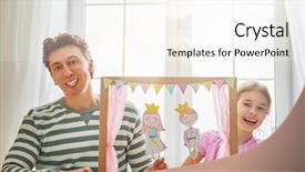  Presentation with kids loving bible - Slide deck having puppet theater indoors prince background and a cream colored foreground