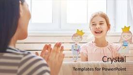  Presentation with loving mom - Theme consisting of puppet theater indoors prince background and a coral colored foreground