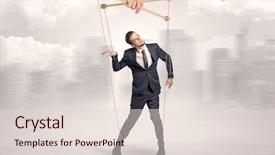  Presentation with power - Presentation featuring puppeteer - puppet man with big city background and a lemonade colored foreground