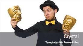  Presentation with holy mass communion a golden - Presentation design consisting of puppetry - young man with golden venetian background and a dark gray colored foreground