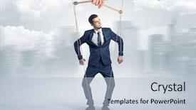  Presentation with man power service - Colorful slide set enhanced with man with big city great backdrop and a lemonade colored foreground