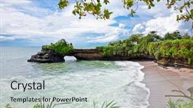  Presentation with bali temple - Slides enhanced with pura batu bolong temple background and a light gray colored foreground