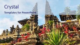 Presentation with bali temple - PPT theme featuring pura besakih temple bali indonesia background and a sky blue colored foreground
