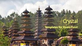  Presentation with pura - Beautiful presentation theme featuring pura besakih temple bali indonesia backdrop and a tawny brown colored foreground