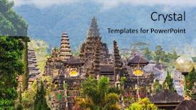  Presentation with bali temple - Slide set featuring pura besakih temple bali indonesia background and a light blue colored foreground