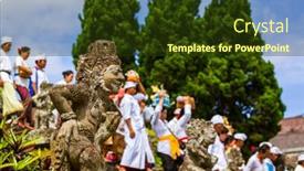  Presentation with pura - Presentation having pura-besakih-temple-bali-island background and a tawny brown colored foreground