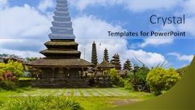  Presentation with bali temple - Beautiful PPT layouts featuring pura-besakih-temple-bali-island backdrop and a light blue colored foreground